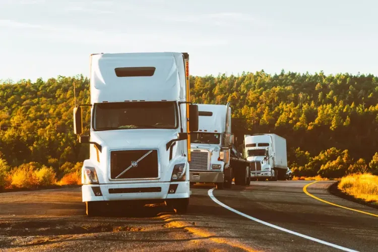 Road freight truck on highway